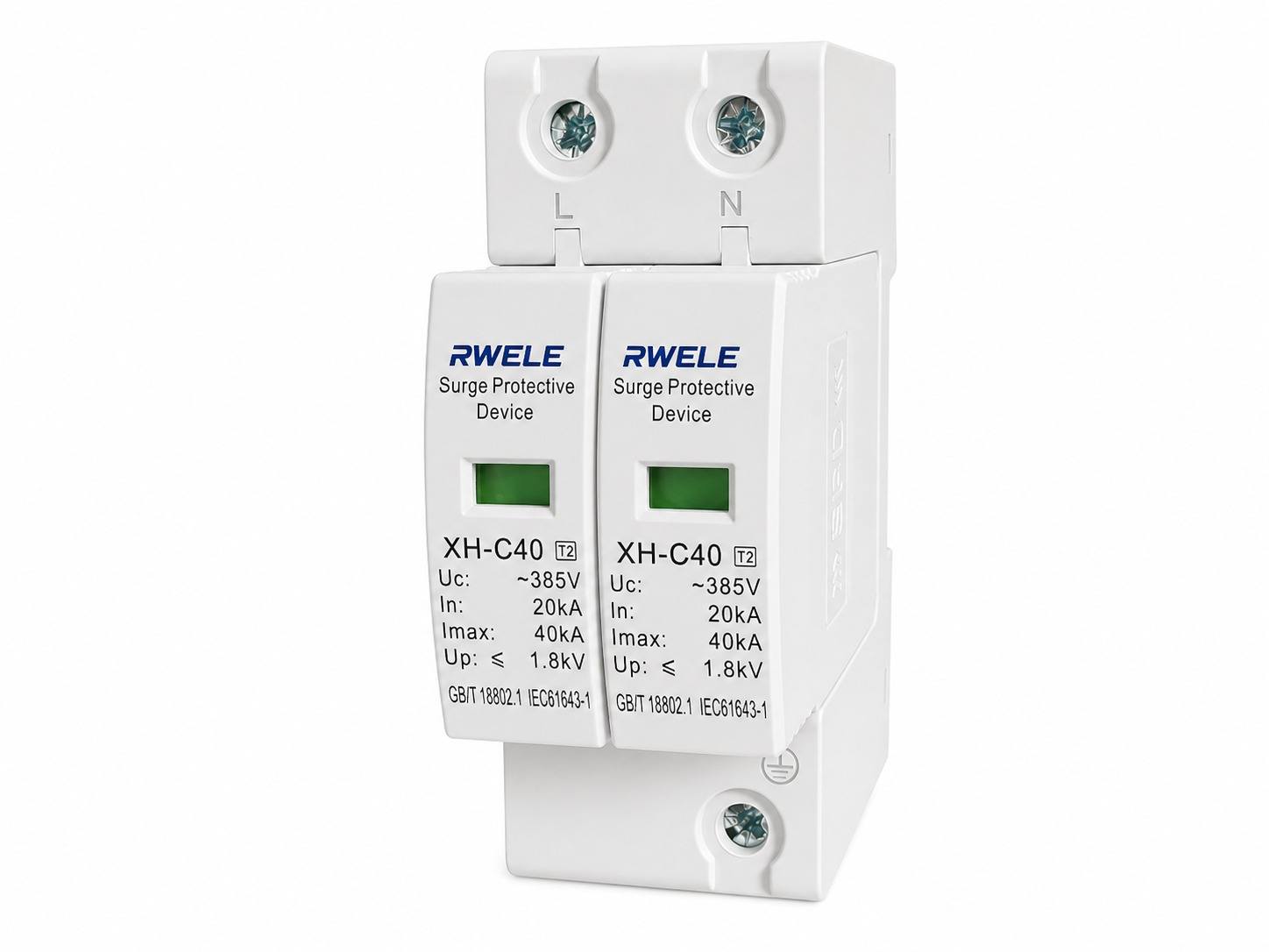 XH-C40 DIN rail surge protection device rear view